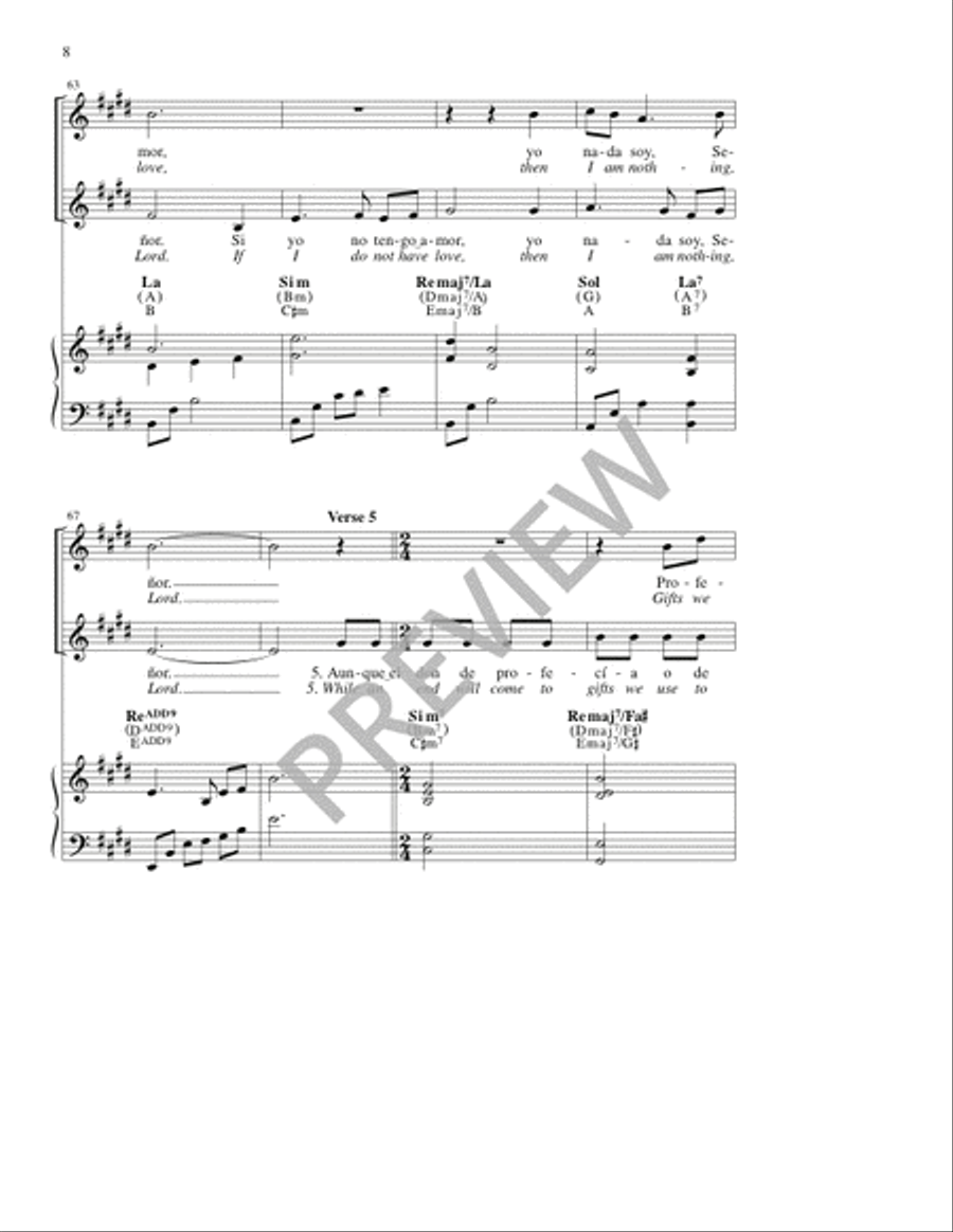 Si Yo No Tengo Amor / If I Do Not Have Love 2-Part scores gallery preview page 8
