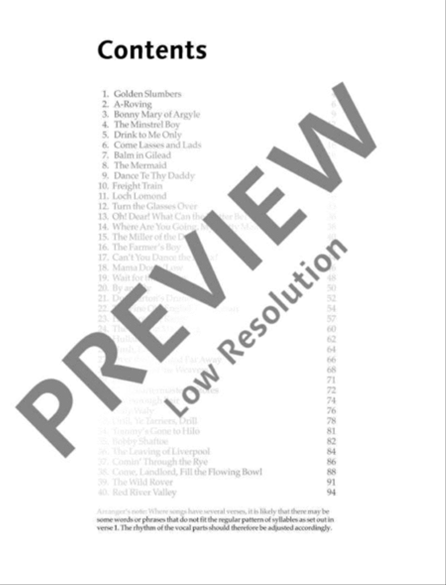 Best of Folk Songs Voice scores gallery preview page 4