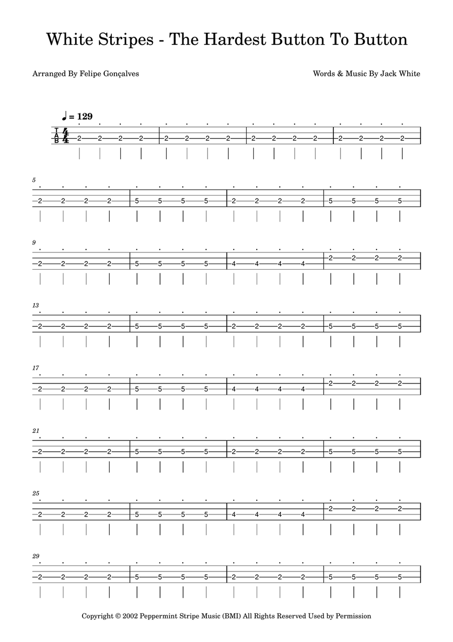 The Hardest Button To Button Acoustic Guitar scores gallery preview page 1