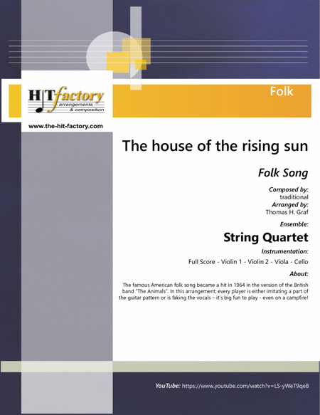 The house of the rising sun - Folk Song - String Quartet - C image number null