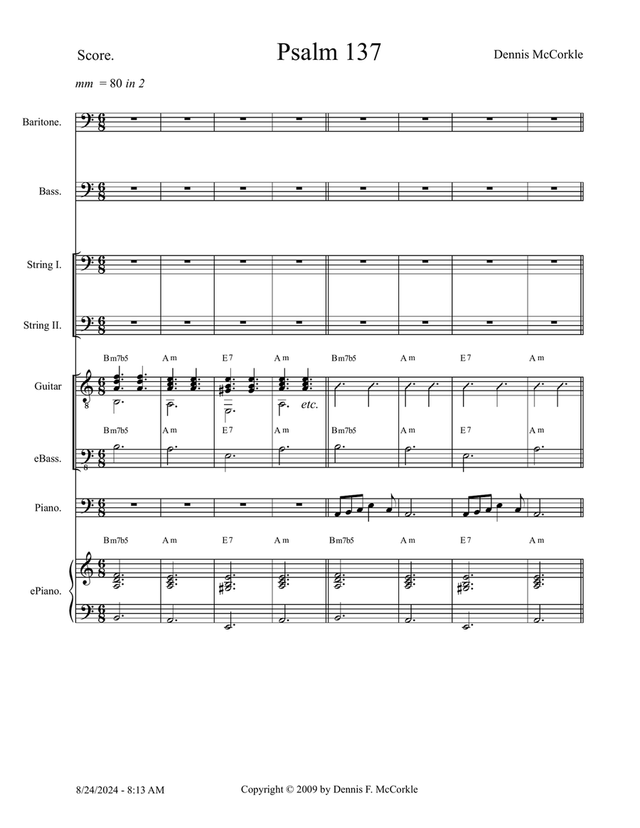 Psalm 137 - Score Only Psalm 137 - Score Only Small Ensemble scores gallery preview page 1