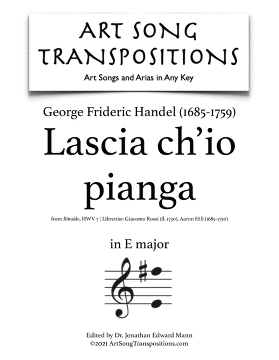HANDEL: Lascia ch'io pianga (transposed to 3 keys: F, E, E-flat major)