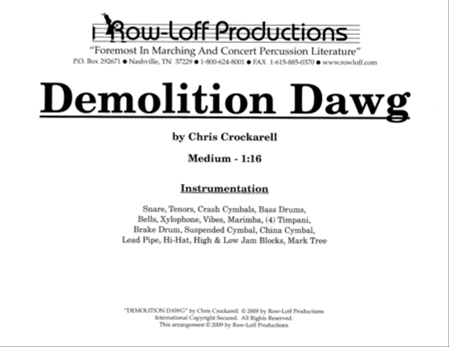 Demolition Dawg w/Tutor Tracks Percussion Ensemble scores gallery preview page 2