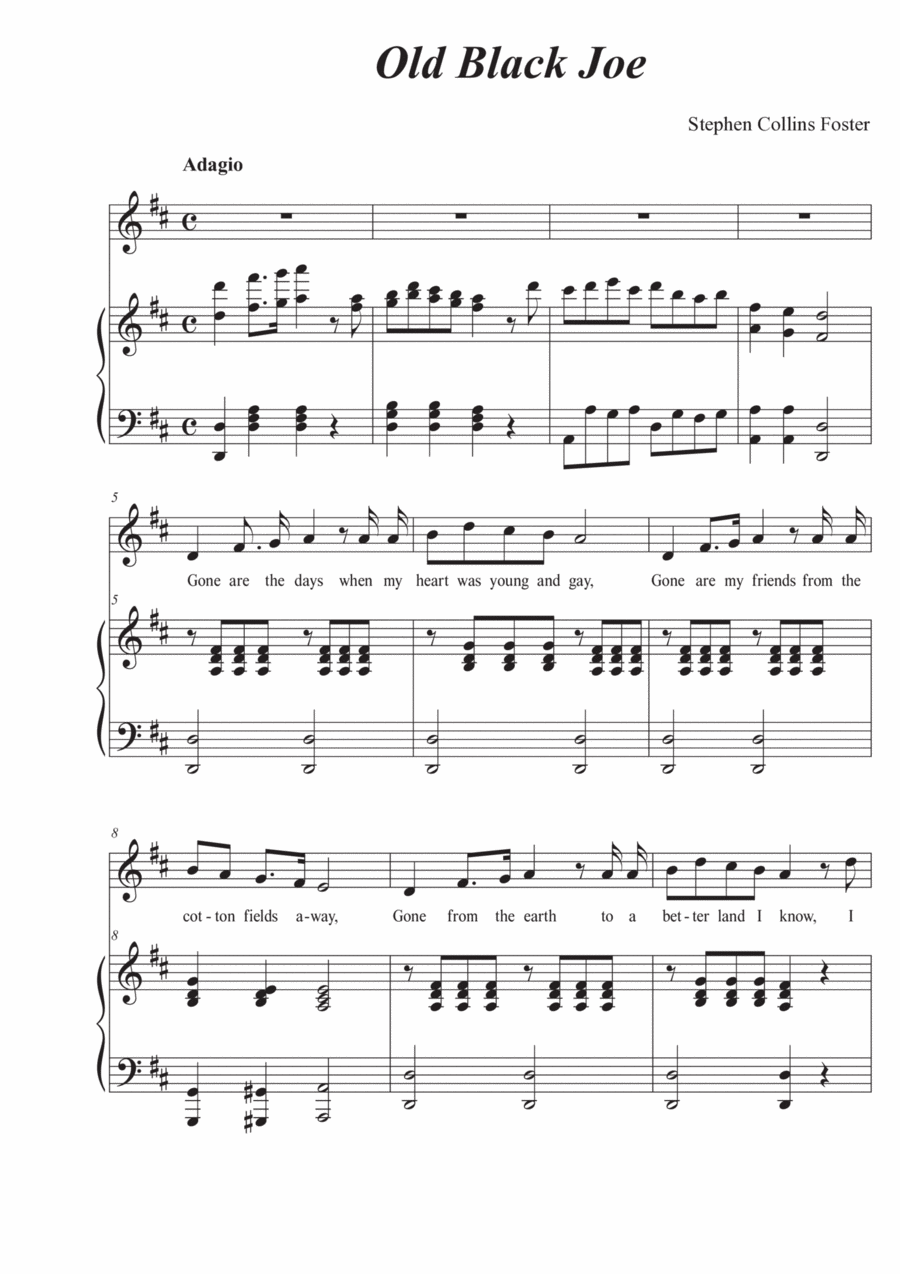 Old Black Joe - Piano/Vocal Voice scores gallery preview page 1