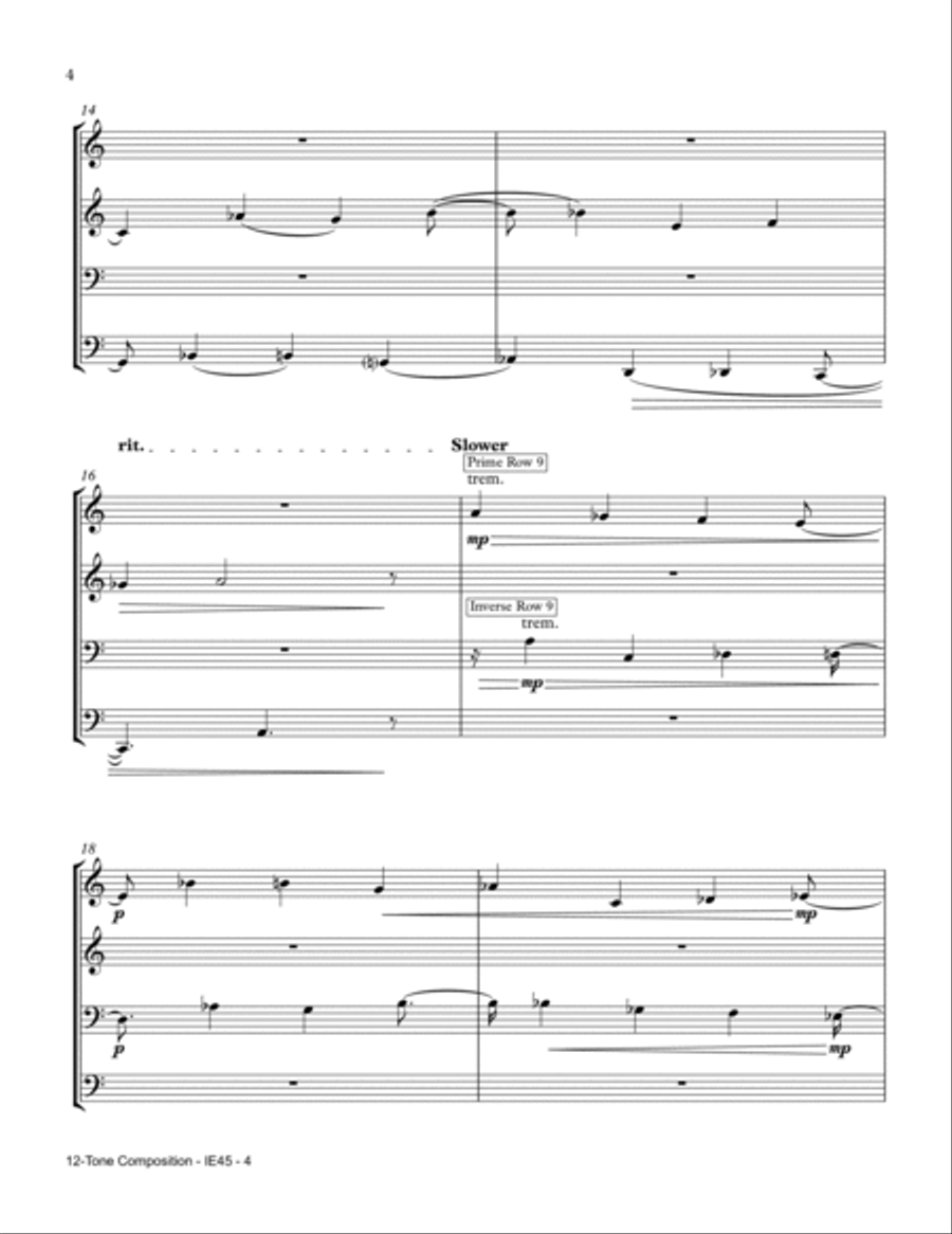 12-tone composition for 4 instruments Small Ensemble scores gallery preview page 4