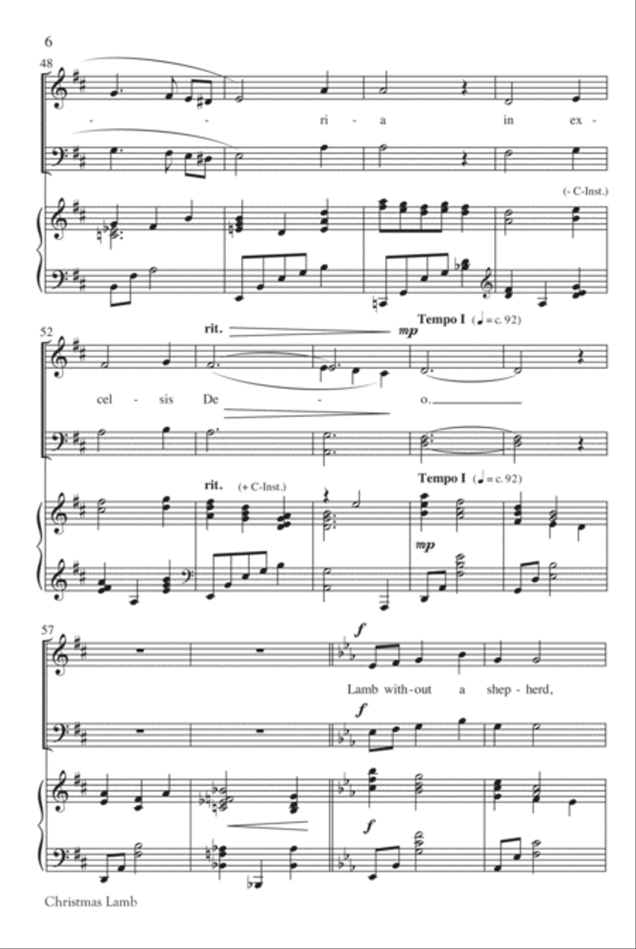 Christmas Lamb - SATB w/opt. C Instrument (included) 4-Part scores gallery preview page 6