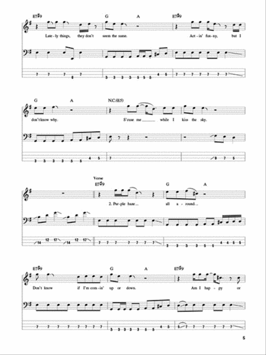 Jimi Hendrix – Smash Hits Bass Guitar Tablature scores gallery preview page 4