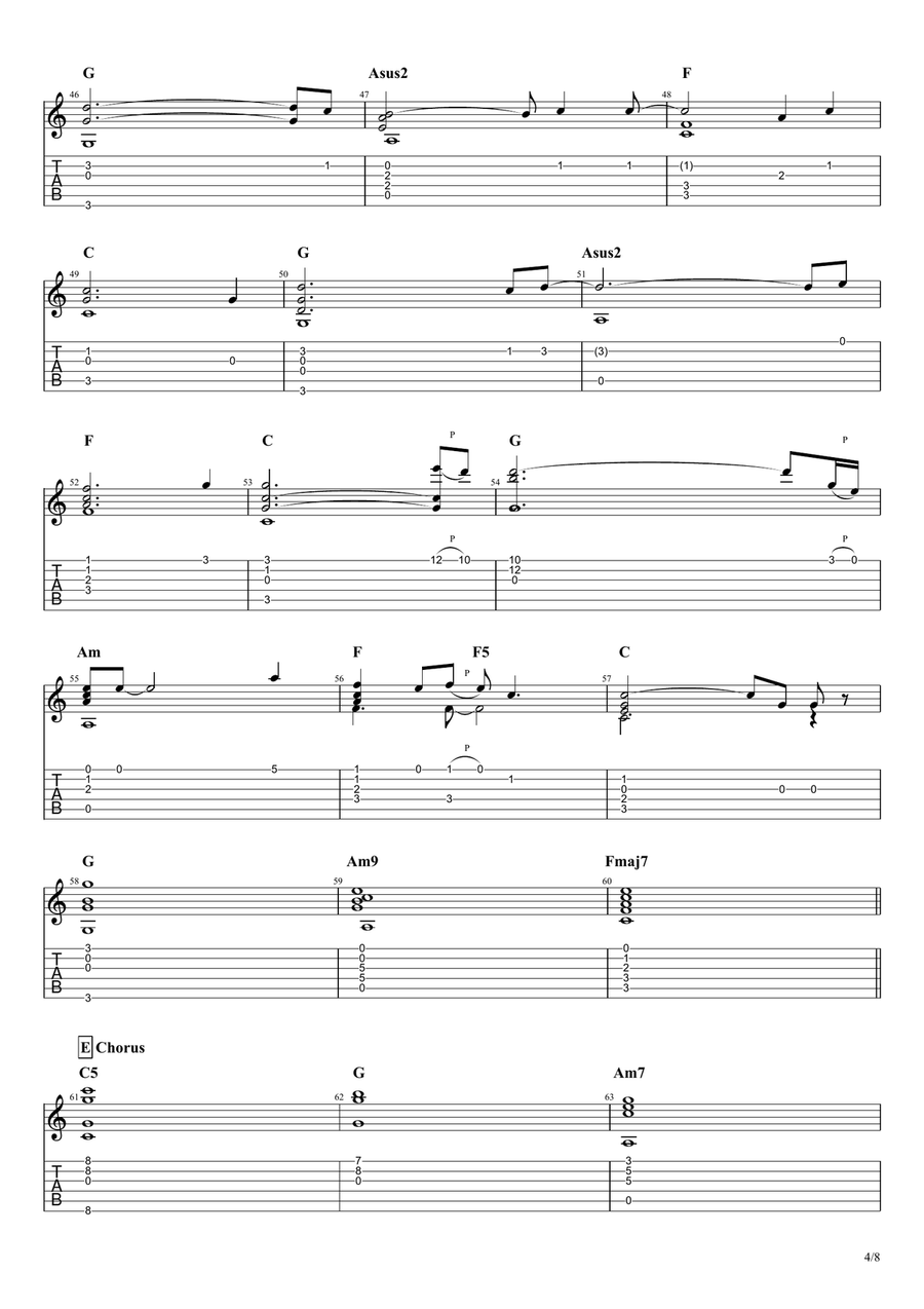 Hide And Seek Guitar Tablature scores gallery preview page 4