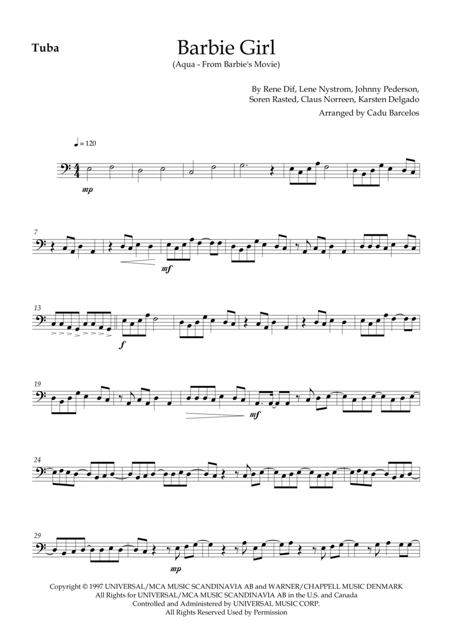 Barbie Girl Tuba scores gallery preview page 1