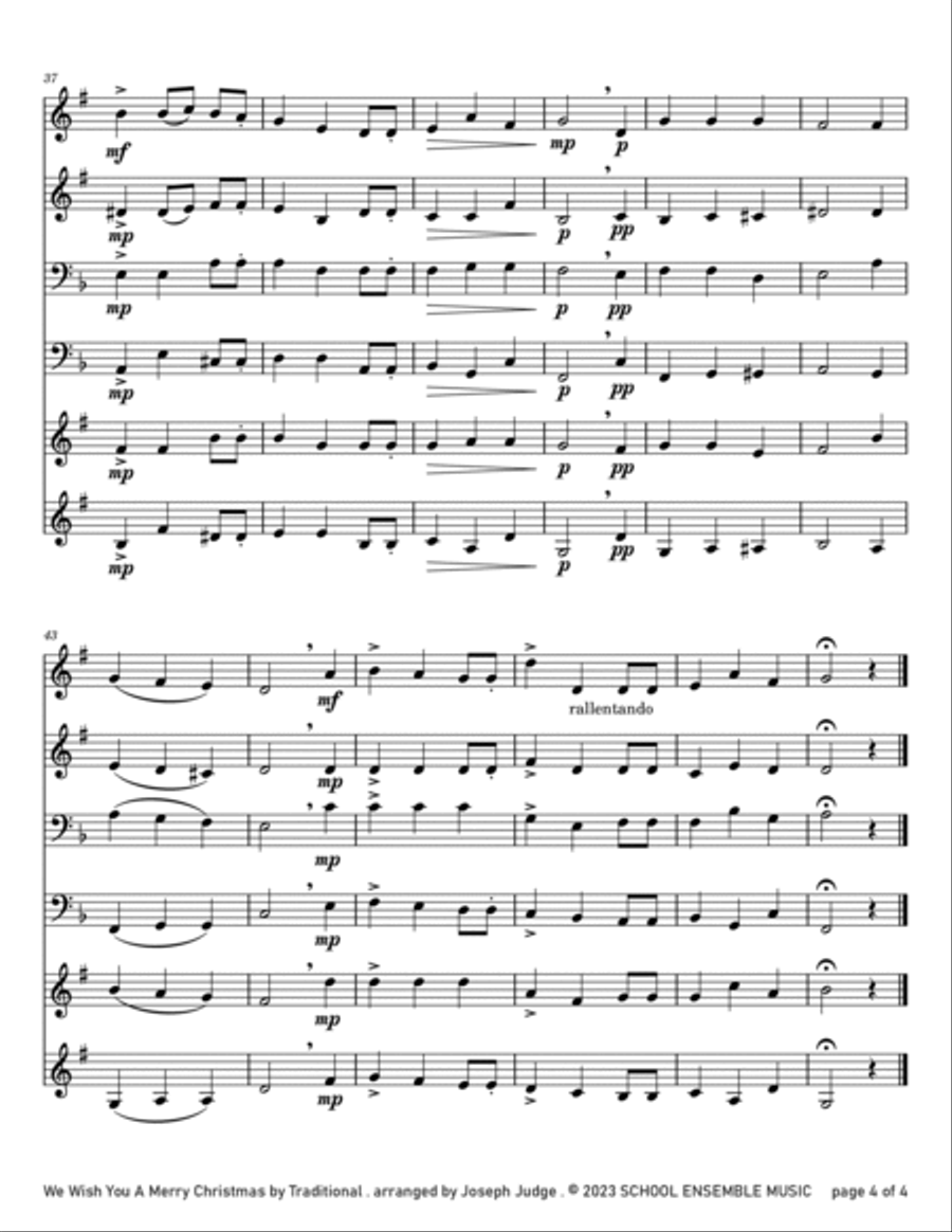 We Wish You A Merry Christmas for Brass Quartet in Schools Brass Quartet scores gallery preview page 4