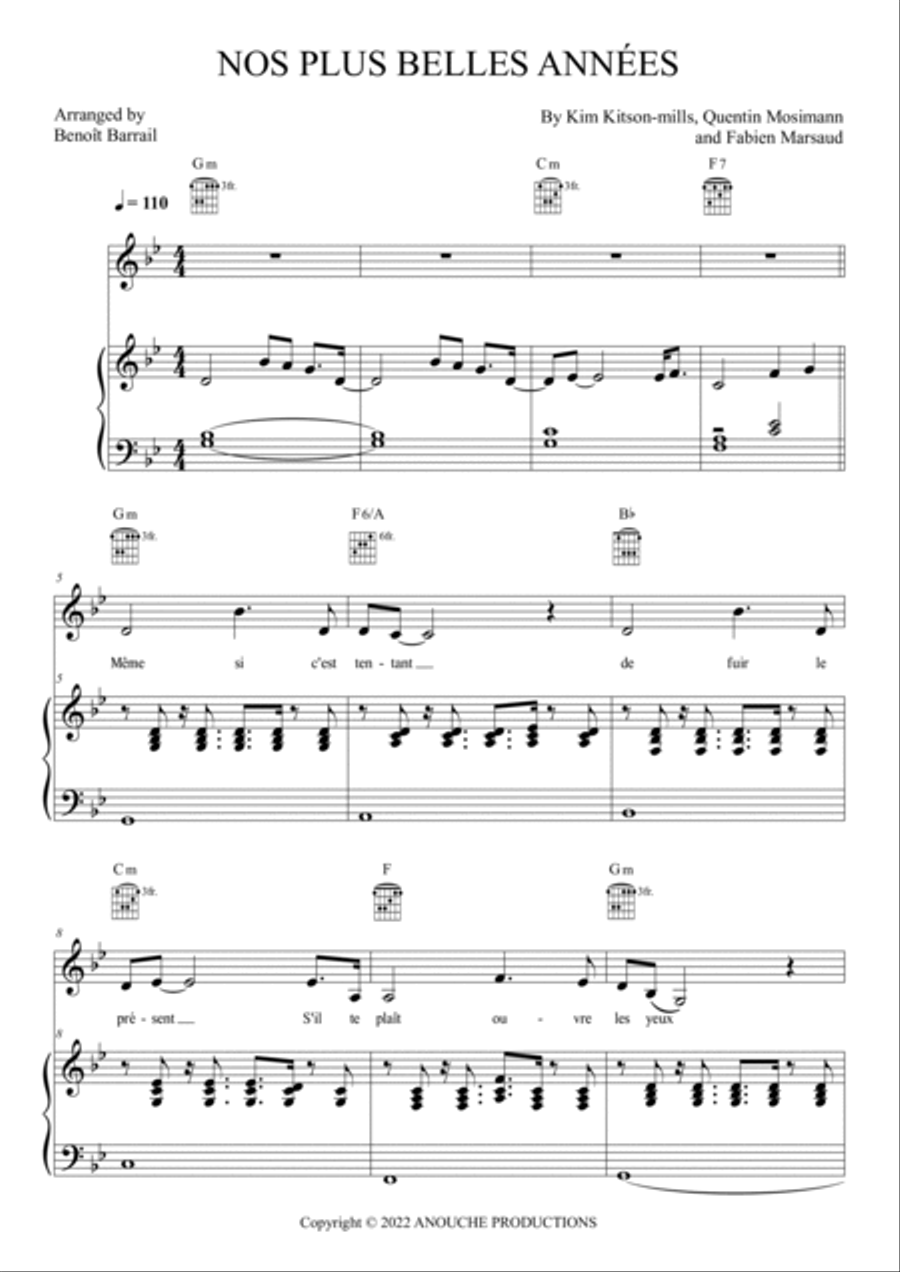 Nos Plus Belles Annees Piano, Vocal, Guitar scores gallery preview page 4