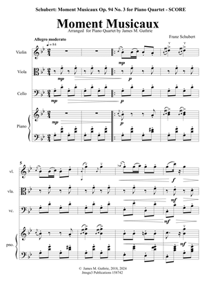 Schubert: Moment Musicaux for Piano Quartet
