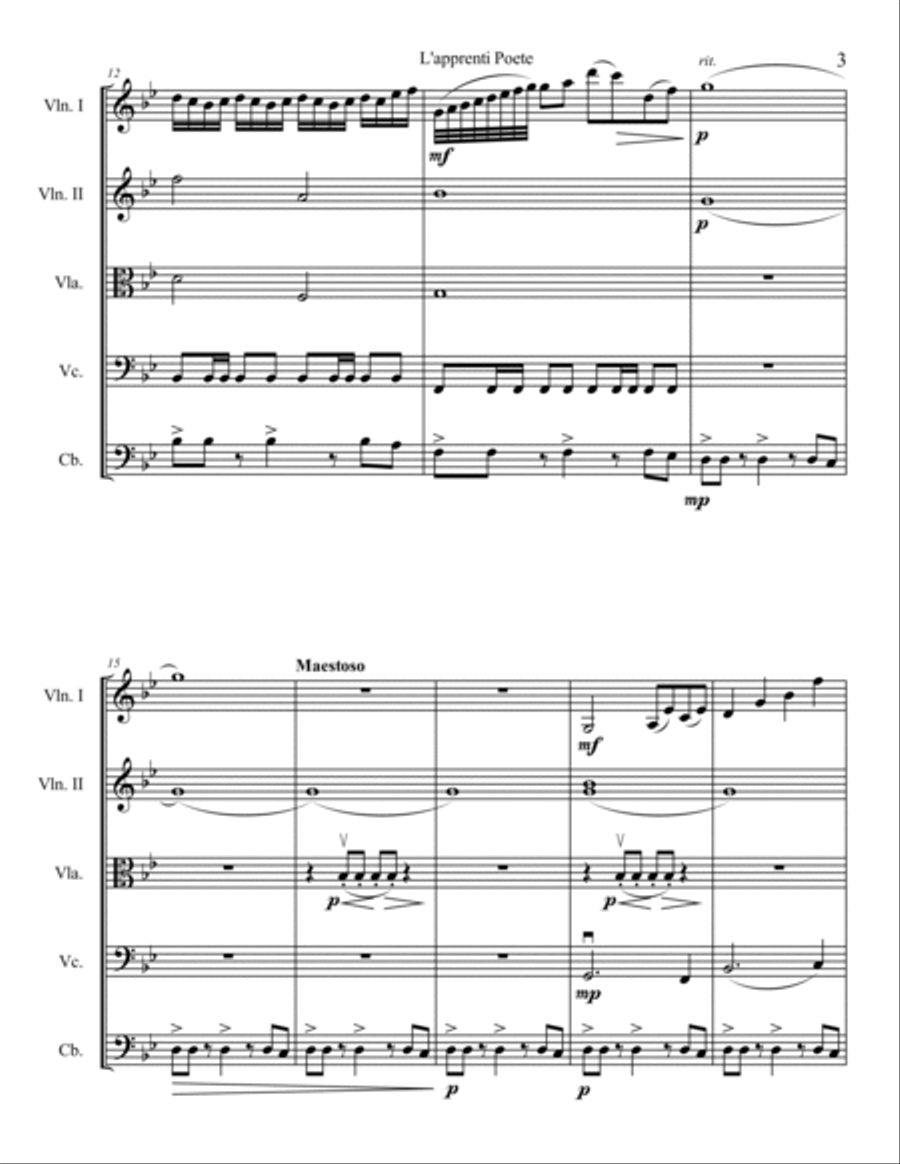 L'apprenti Poete - Score L'apprenti Poete - Score String Quartet scores gallery preview page 3