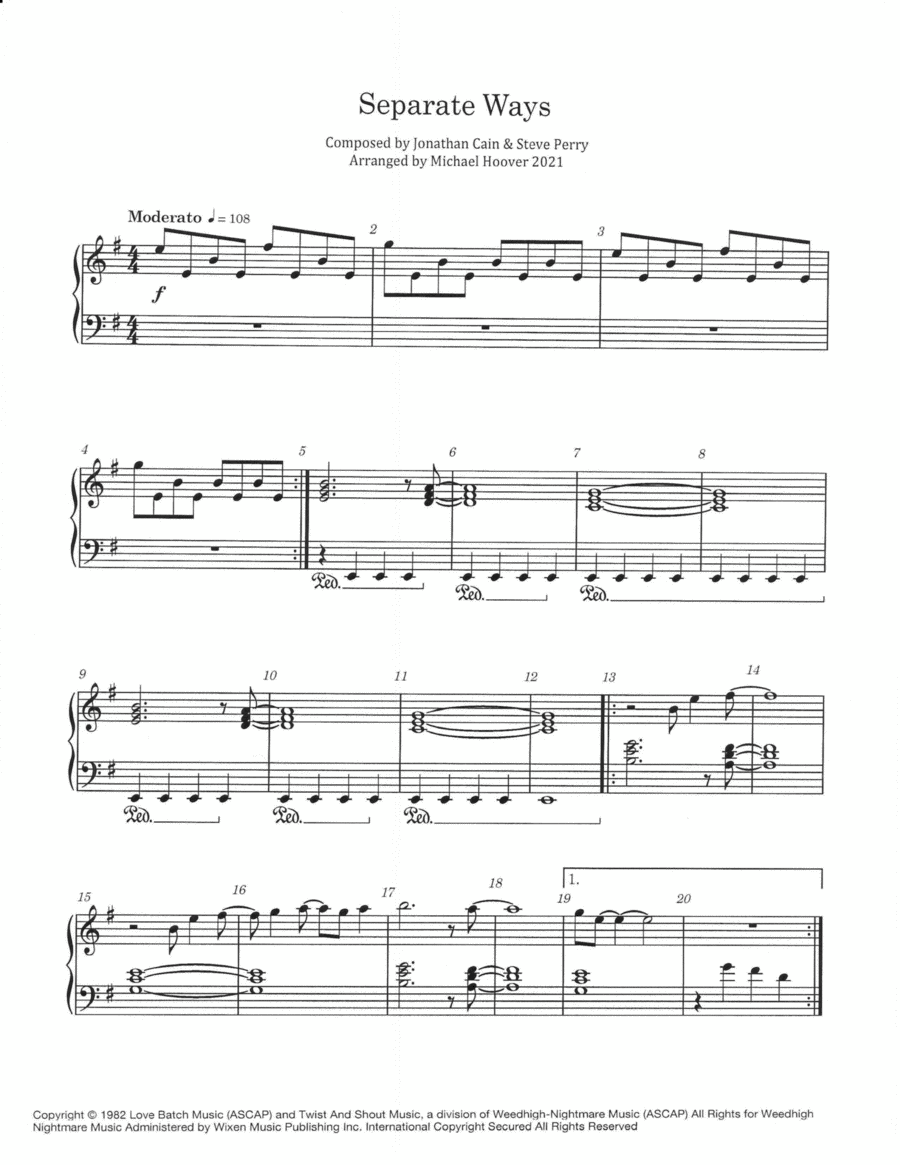 Separate Ways (worlds Apart) Small Ensemble scores gallery preview page 1