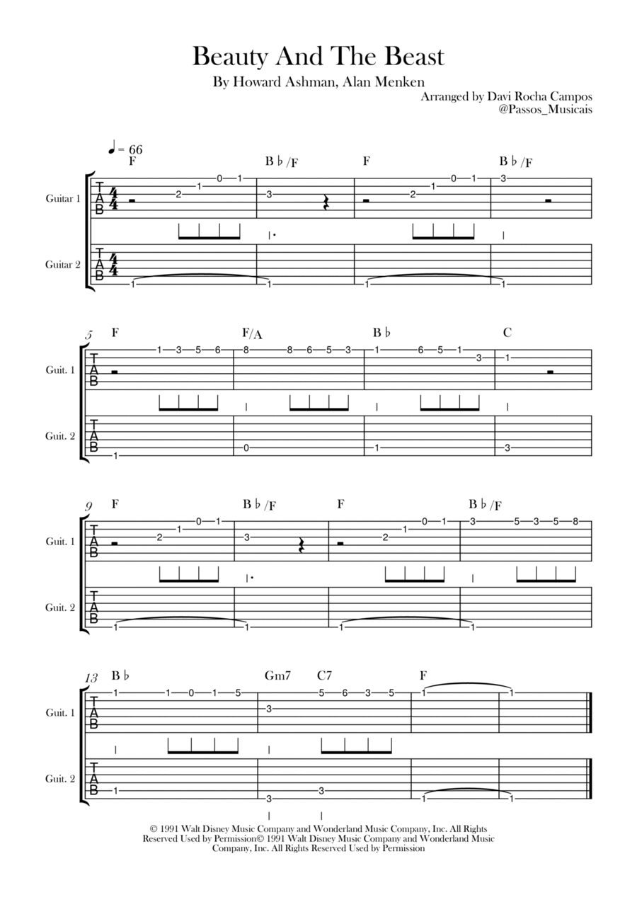 Beauty And The Beast Electric Guitar scores gallery preview page 1