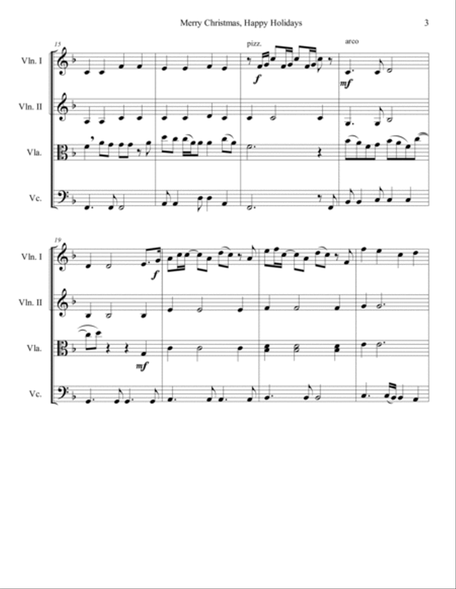 Merry Christmas, Happy Holidays String Quartet scores gallery preview page 4