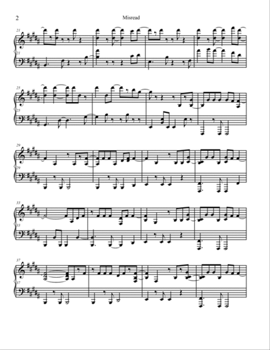 Misread Piano Solo scores gallery preview page 2