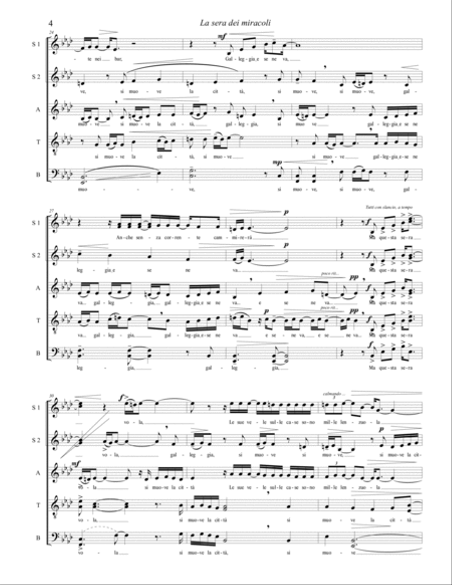 La Sera Dei Miracoli A Cappella scores gallery preview page 4