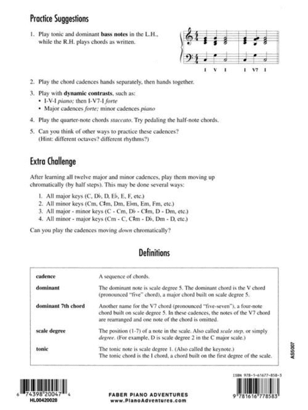Achievement Skill Sheet No. 7: I-V-I Cadences
