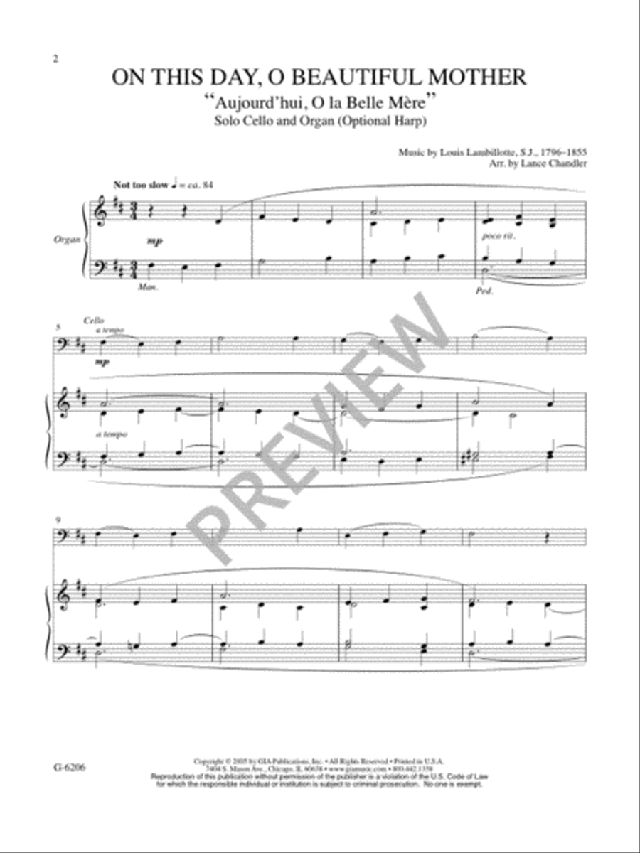On This Day, O Beautiful Mother Cello scores gallery preview page 3