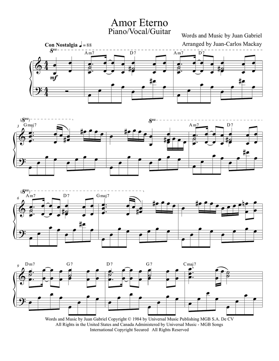Amor Eterno (el Mas Triste Recuerdo) Piano, Vocal scores gallery preview page 2
