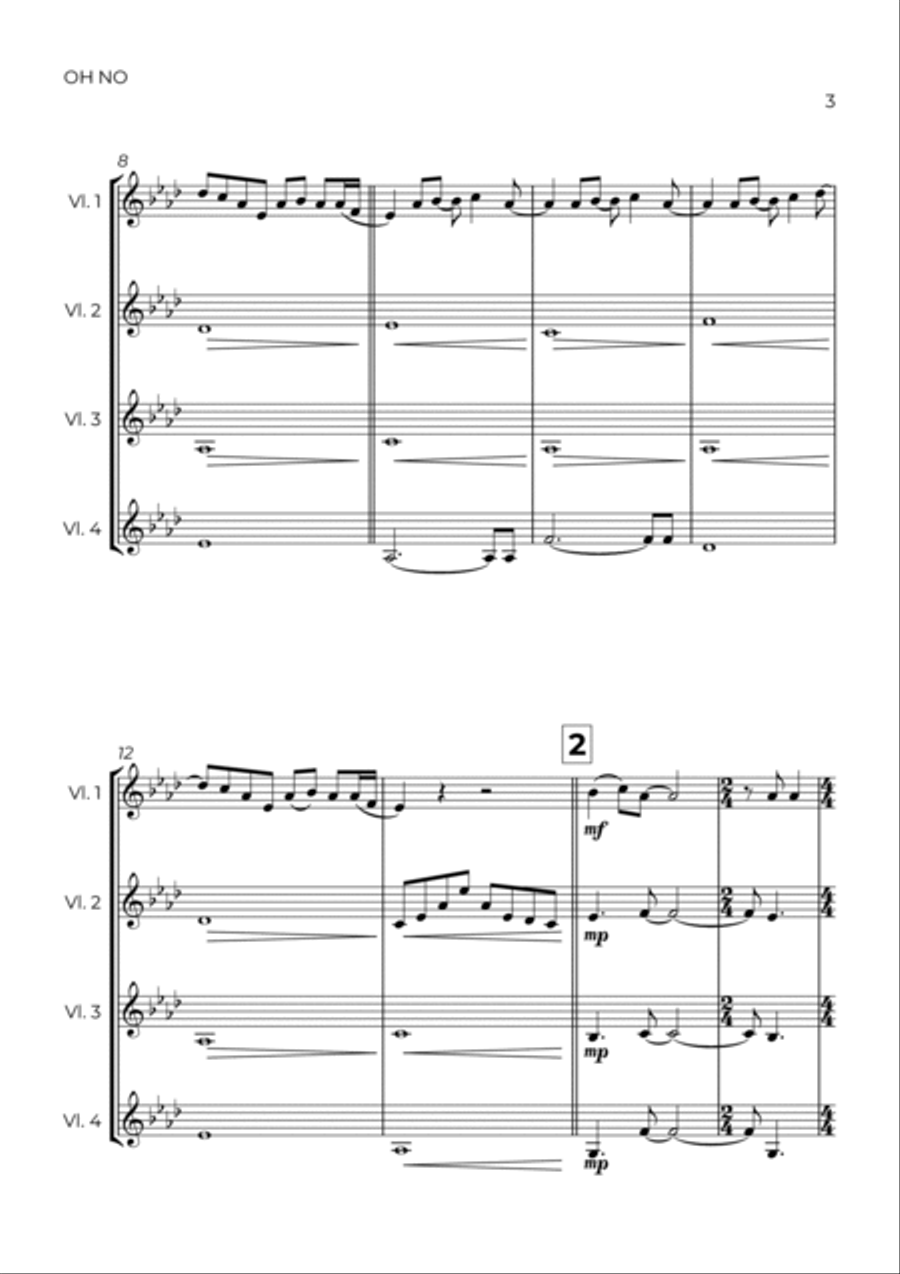Oh No String Quartet scores gallery preview page 3