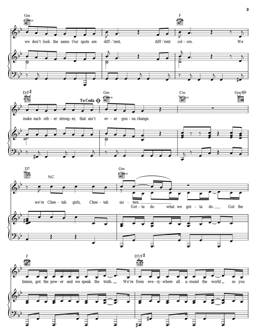 Cheetah Sisters Piano, Vocal, Guitar scores gallery preview page 3