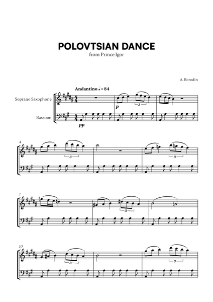 Polovtsian Dance (from Prince Igor) (for Soprano Saxophone and Bassoon) image number null