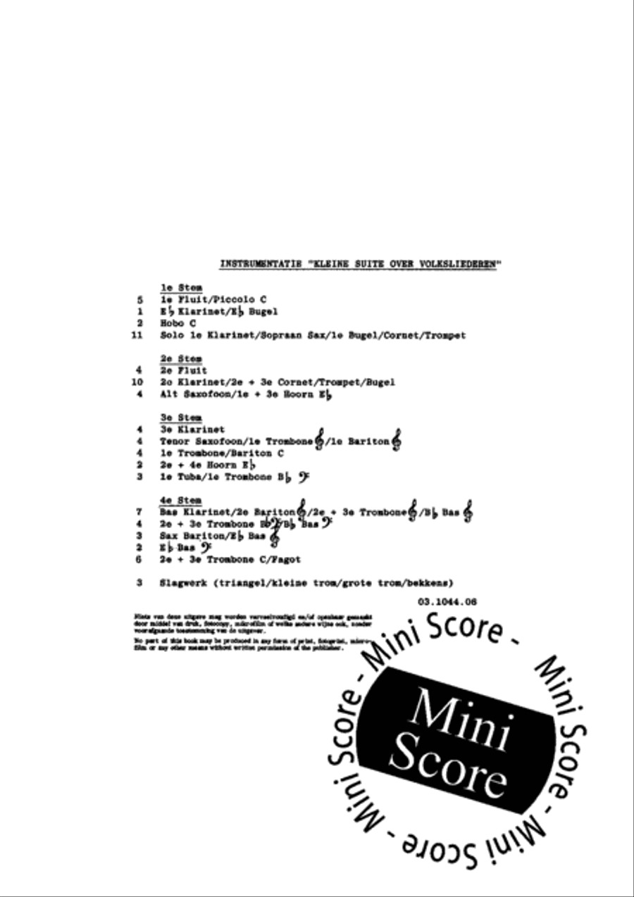 Kleine Suite Over Volksliederen Concert Band scores gallery preview page 4
