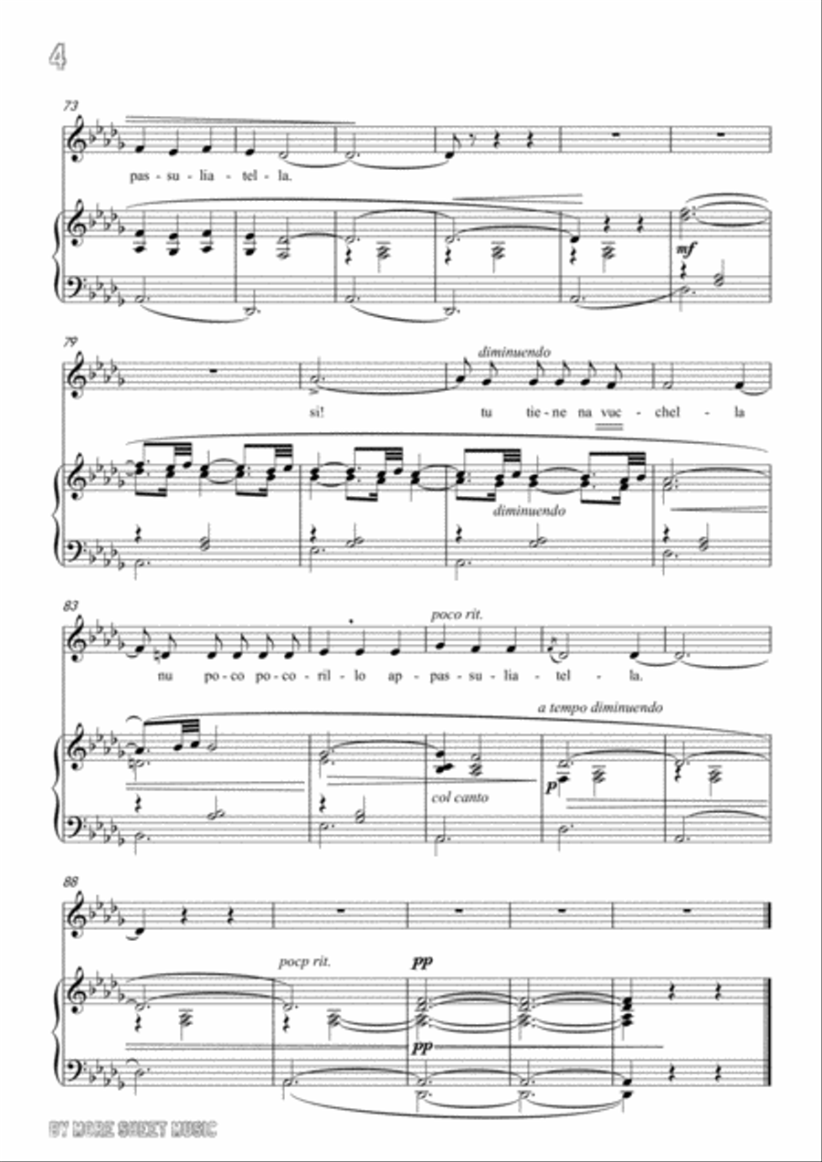 Tosti-'A Vucchella in D flat Major,for Voice and Piano Voice Solo scores gallery preview page 6