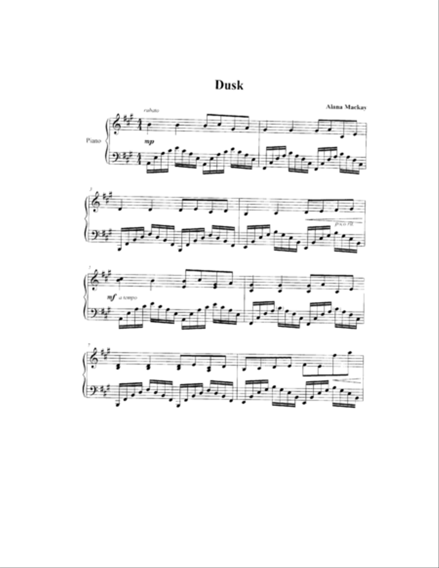 Dusk Piano Solo scores gallery preview page 1