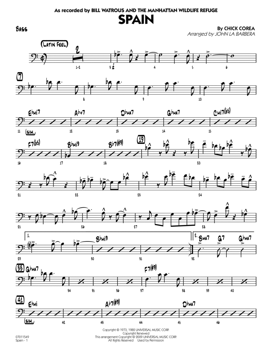 Spain - Bass Part scores gallery preview page 1
