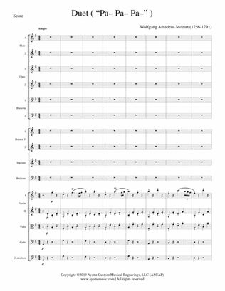 Duet "Pa- Pa- Pa" from The Magic Flute for Soprano and Baritone (Score and Parts)