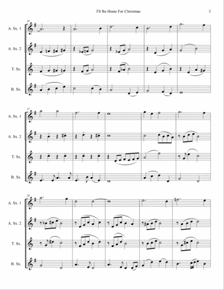 I'll Be Home For Christmas Woodwind Quartet scores gallery preview page 3