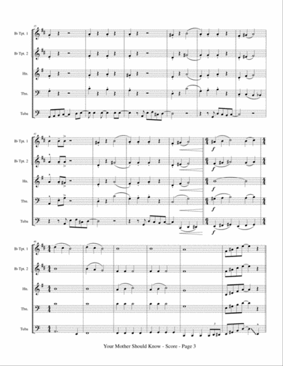 Your Mother Should Know Brass Ensemble scores gallery preview page 5