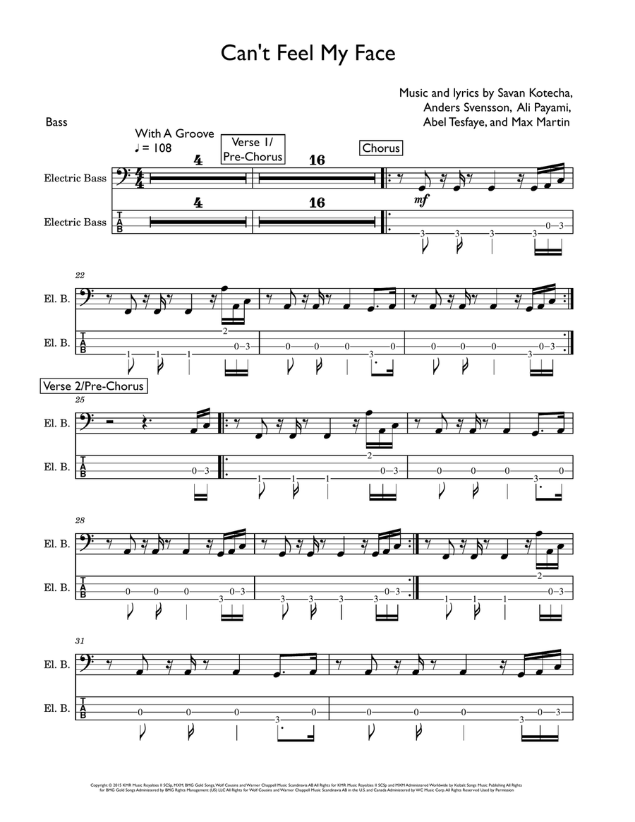 Can't Feel My Face Acoustic Guitar scores gallery preview page 1