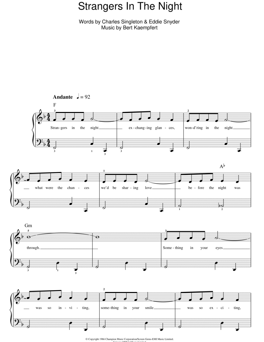 Strangers In The Night Voice scores gallery preview page 1