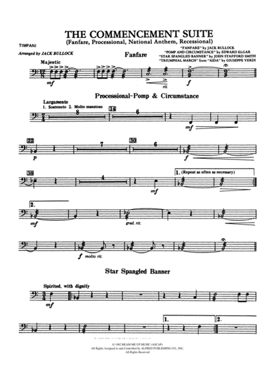 Commencement Suite (featuring a Fanfare, Processional, The National Anthem and a Recessional): Timpani
