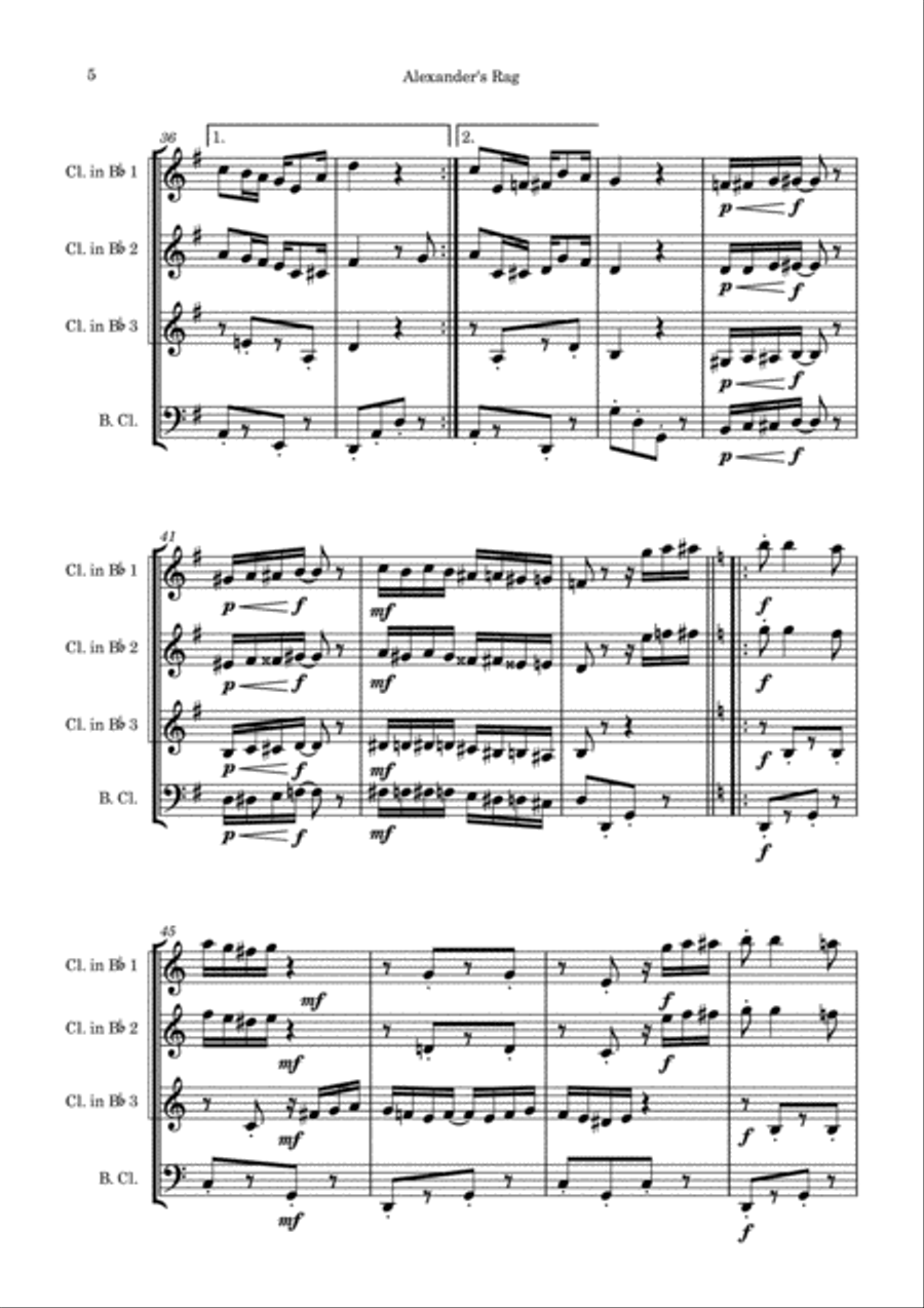 Alexander's Rag Woodwind Quartet scores gallery preview page 5