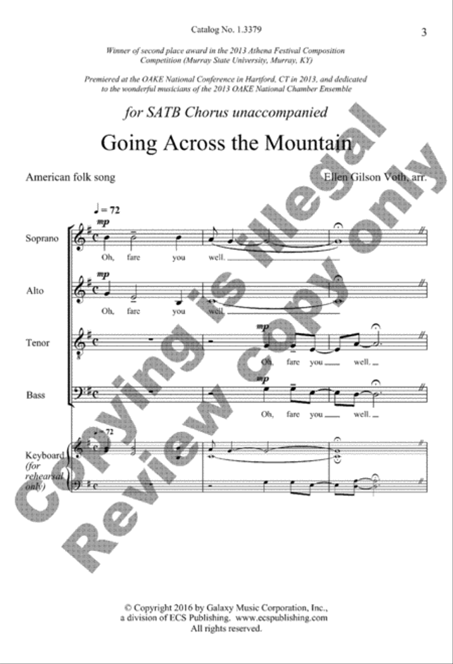 Going Across the Mountain 4-Part scores gallery preview page 12