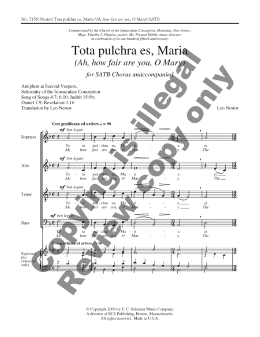 Tota pulchra es, Maria (Ah, how fair are you, O Mary) 4-Part scores gallery preview page 2