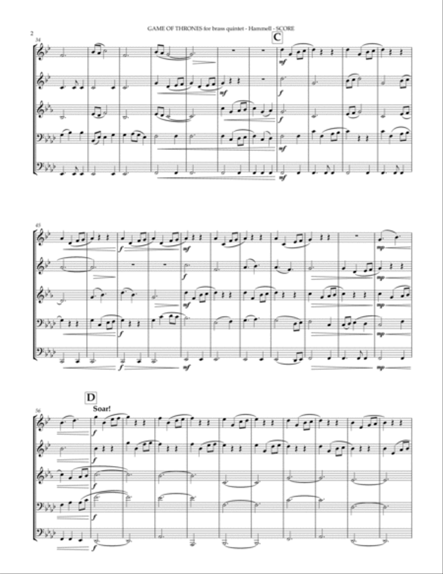 Game Of Thrones Brass Ensemble scores gallery preview page 6