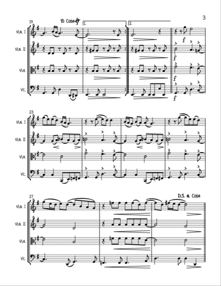 (sittin' On) The Dock Of The Bay String Quartet scores gallery preview page 3