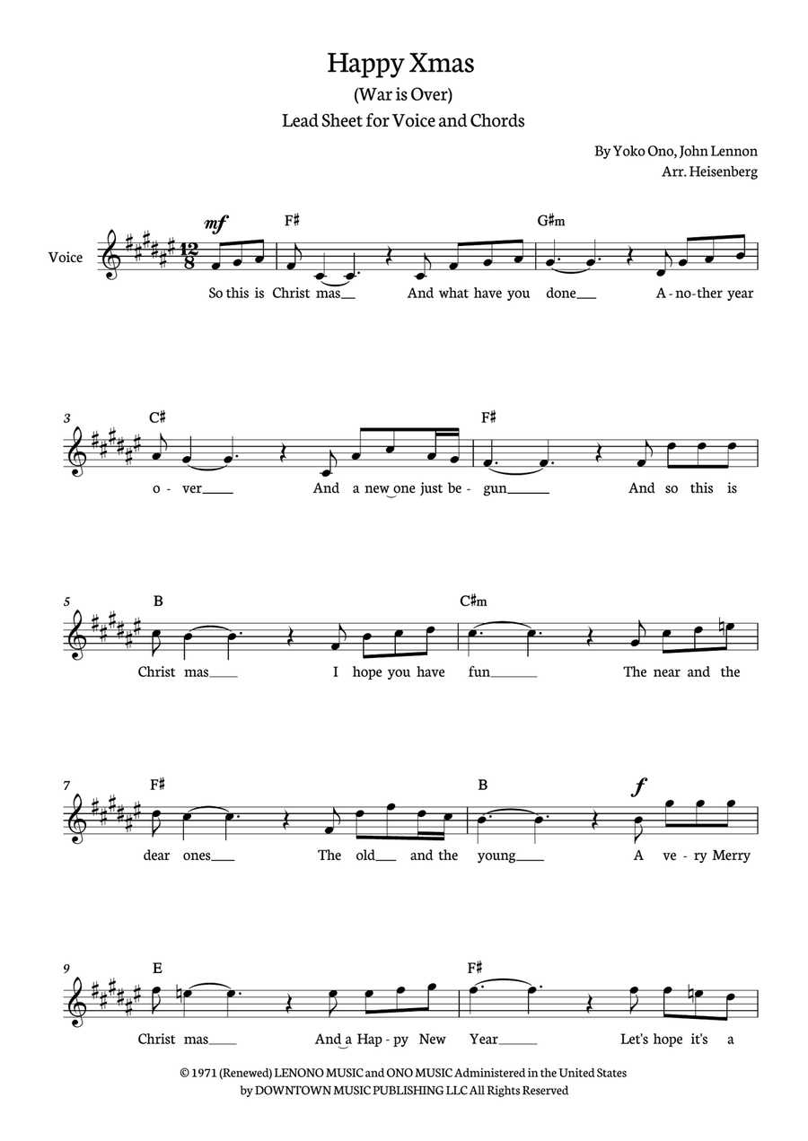 Happy Xmas (war Is Over) Acoustic Guitar scores gallery preview page 1
