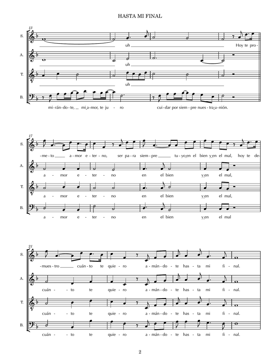 Hasta Mi Final 4-Part scores gallery preview page 2