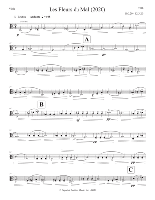 Les Fleurs du Mal (2020) for soprano and string quartet, viola part