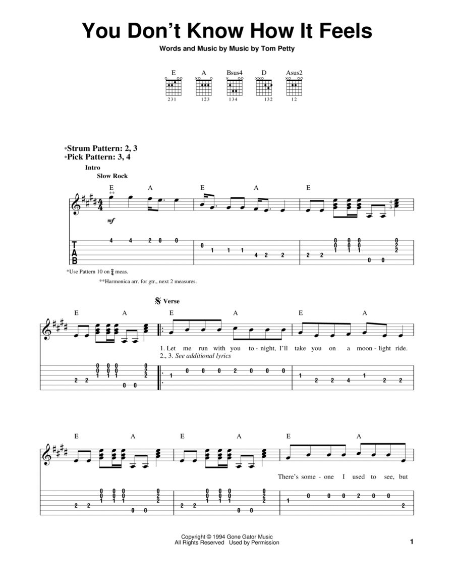 You Don't Know How It Feels Acoustic Guitar scores gallery preview page 1