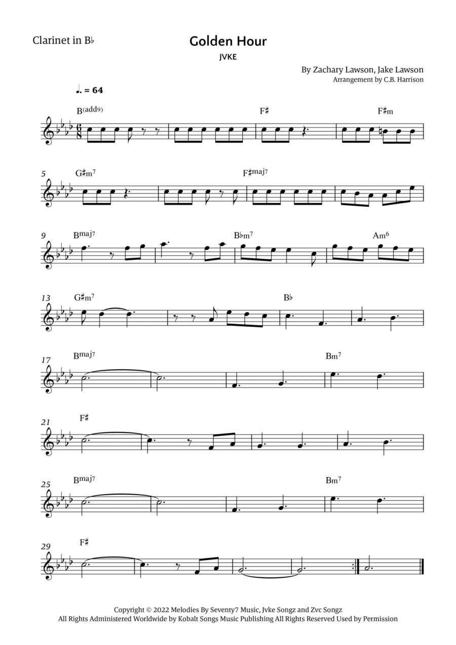 Golden Hour Golden Hour B-Flat Clarinet scores gallery preview page 1