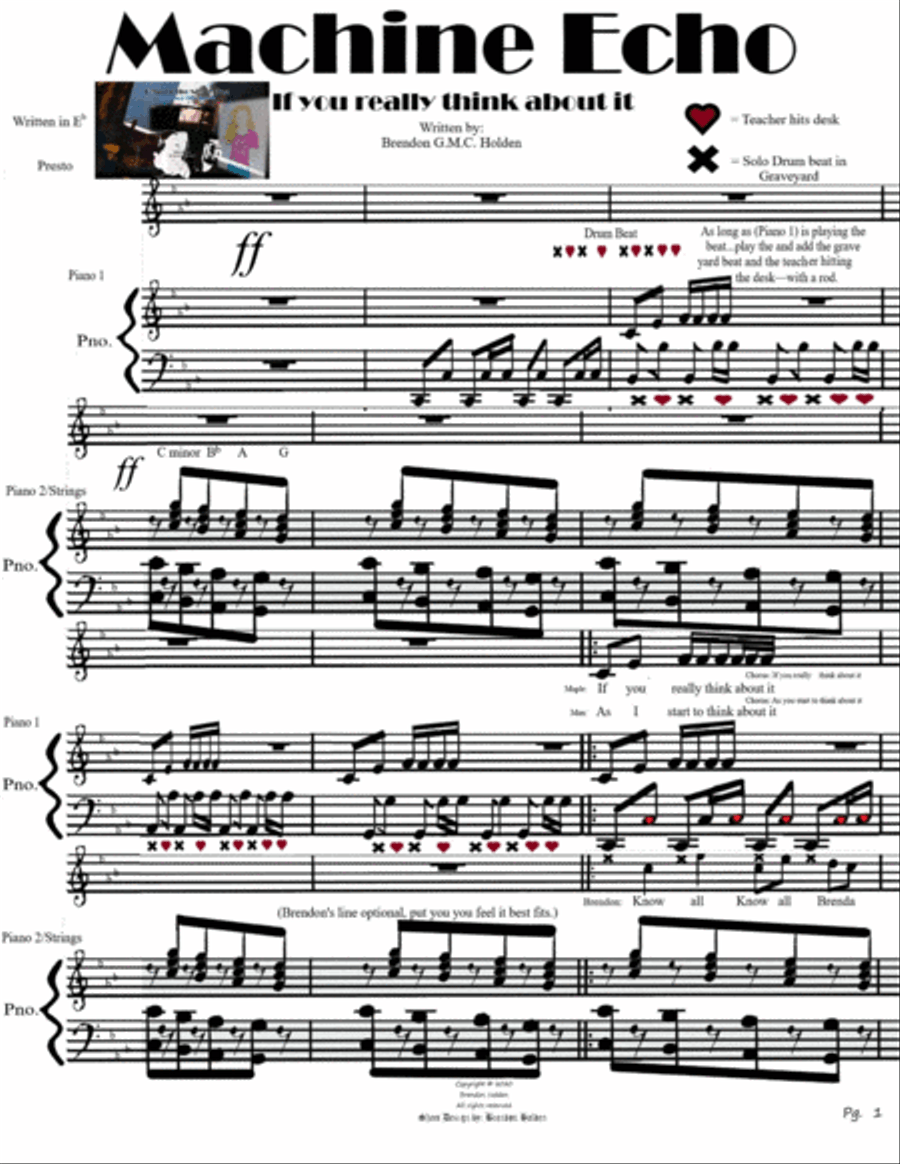 Machine Echo Piano, Vocal, Guitar scores gallery preview page 2