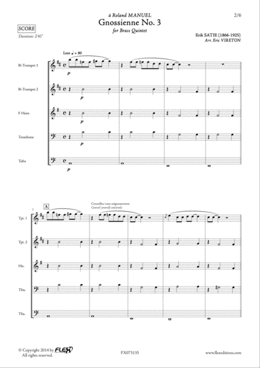 Gnossienne No. 3 Horn scores gallery preview page 2
